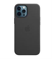 Læder-etui med MagSafe til iPhone 12 Pro Max – sort